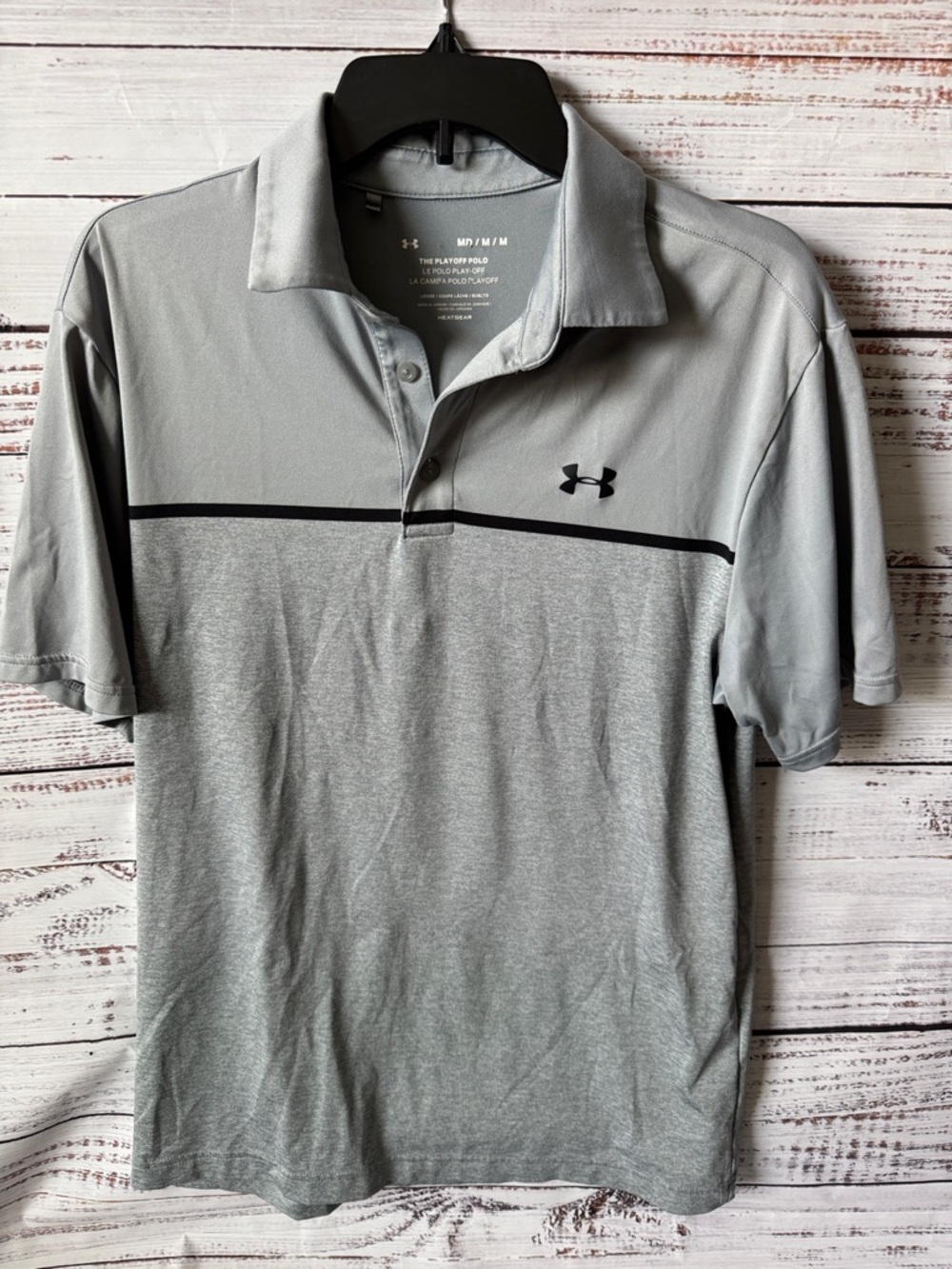 Under Armour Light Gray & Black Men's Polo Shirt